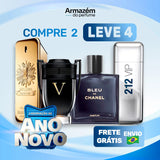 Compre 1 Leve 4 - Perfumes Masculinos Importados (100ml) - 1 Million | 212 VIP Men | Invictus | BLEU (5 Anos Armazém do Perfume)