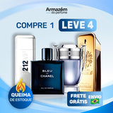 Combo 4 Perfumes Masculinos Importados (100ml) - 212 Vip Men | BLEU | Invictus | 1 Million | (5 Anos Armazém do Perfume)