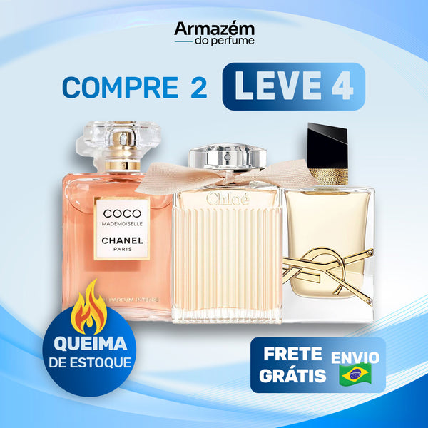 3 Perfumes Femininos (100ml) - Coco Mademoiselle Chanel | Libre Yves Saint Laurent | Chloé Signature (5 Anos Armazém do Perfume)