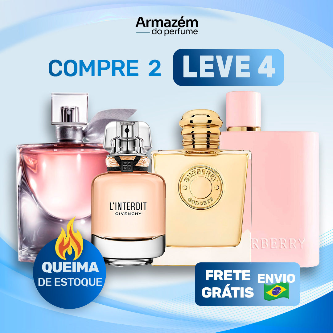 4 Perfumes Femininos TESTER (100ml) - La vie est belle | Linterdit | Burberry Her | Burberry Goddess (5 Anos Armazém do Perfume)