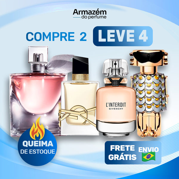 4 Perfumes Femininos (100ml) -  Libre | Fame | Línterdit | La vie est belle (5 Anos Armazém do Perfume)