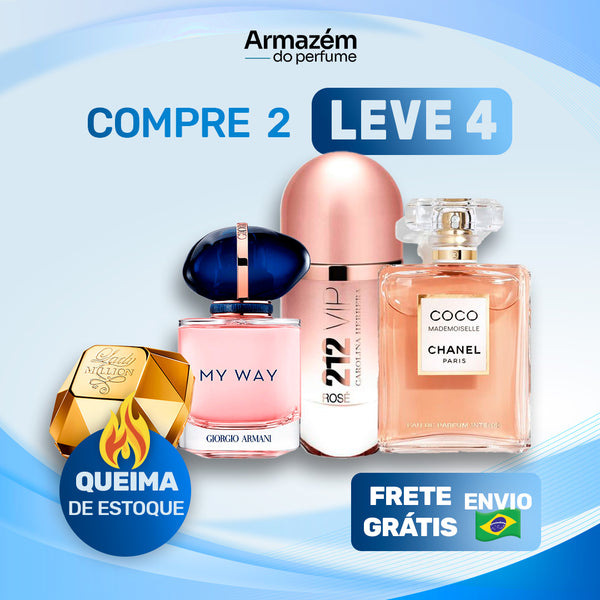 4 Perfumes Femininos TESTER (100ml) - Lady Million | 212 VIP Rosé | My Away | Mademoiselle (5 Anos Armazém do Perfume)