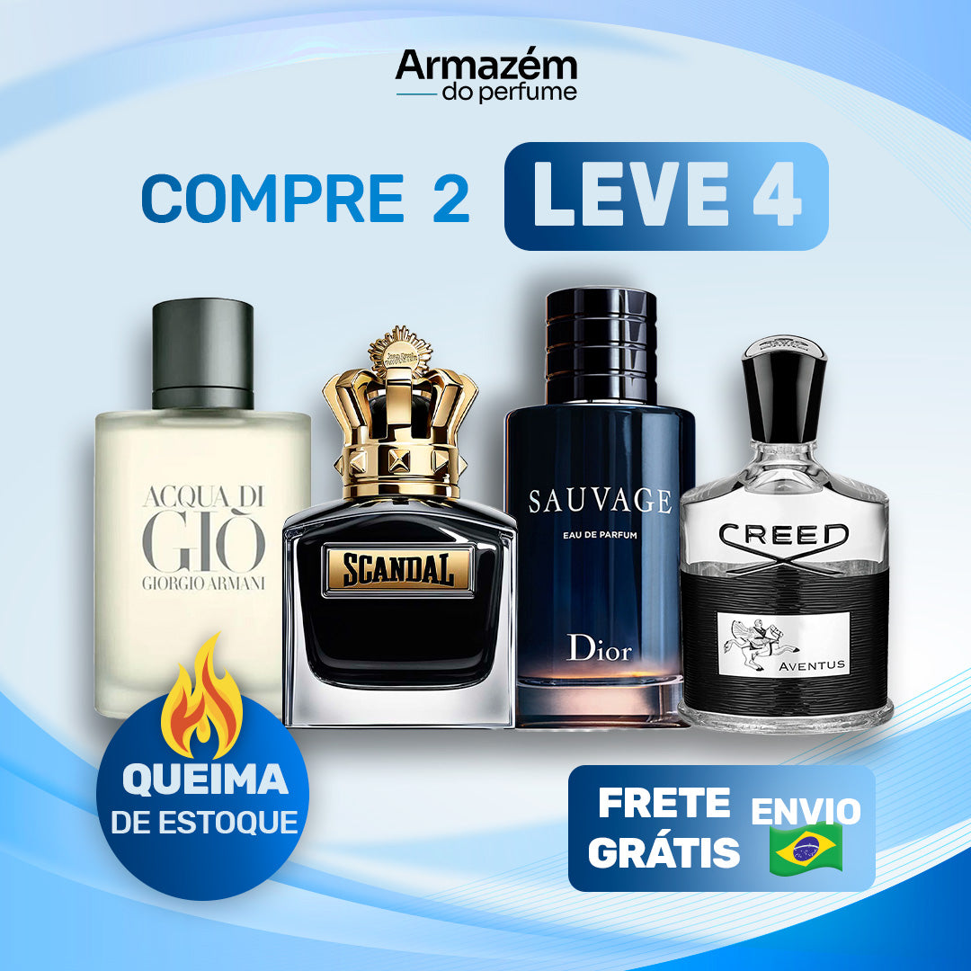 4 Perfumes Masculinos TESTER (100ml) - Scandal | Sauvage | Giorgi Armani | Creed (5 Anos Armazém do Perfume)