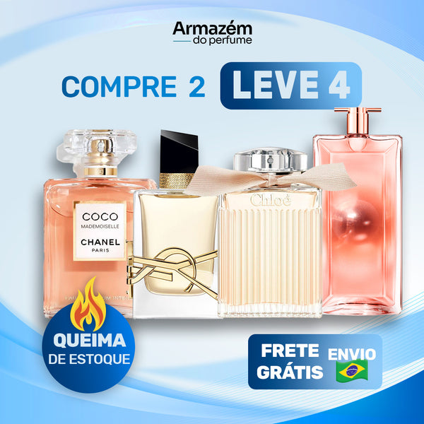 4 Perfumes Femininos (100ml) -  Coco Mademoiselle | Libre Yves Saint Laurent | Chloé Signature | Lâncome Idôle (5 Anos Armazém do Perfume)