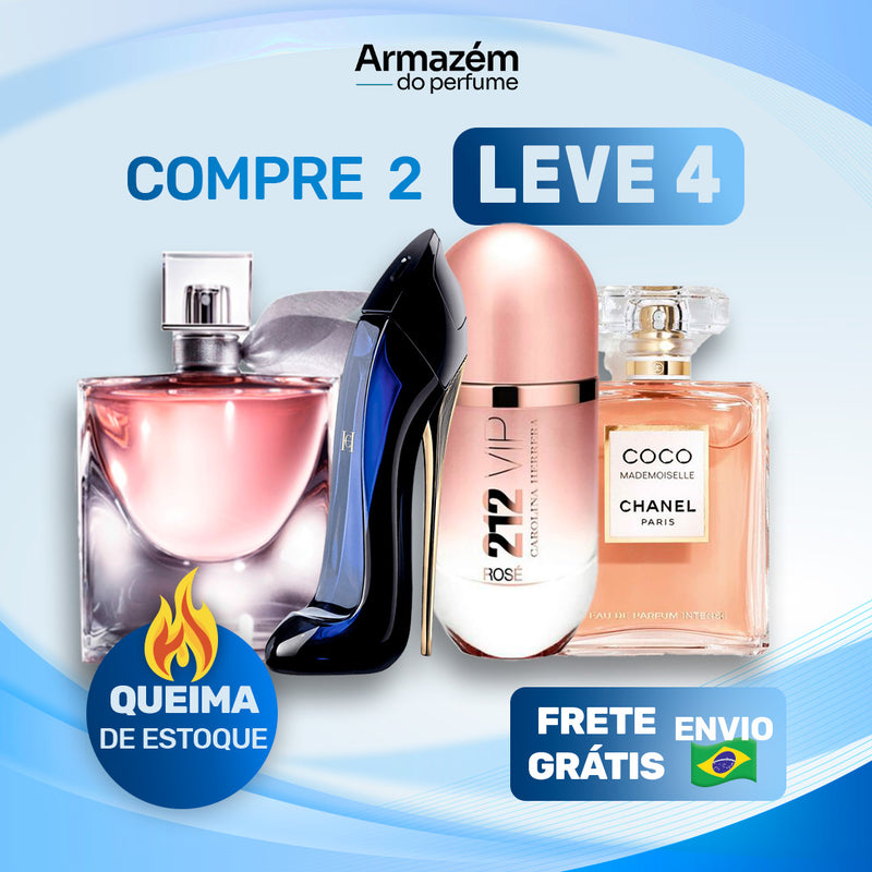 4 Perfumes Femininos TESTER (100ml) - 212 VIP Rosé | La Vie est Belle | Mademoiselle | Good Girl (5 Anos Armazém do Perfume)