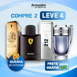 4 Perfumes Masculinos TESTER (100ml) - 1 Million | Ferrari Black | 212 VIP NYC | Invictus (5 Anos Armazém do Perfume)