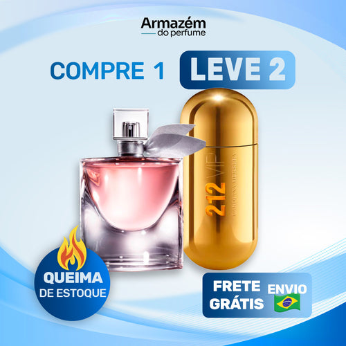 2 Perfumes Femininos (100ml) - 212 VIP | La Vie est Belle Feminino | (5 Anos Armazém do Perfume)