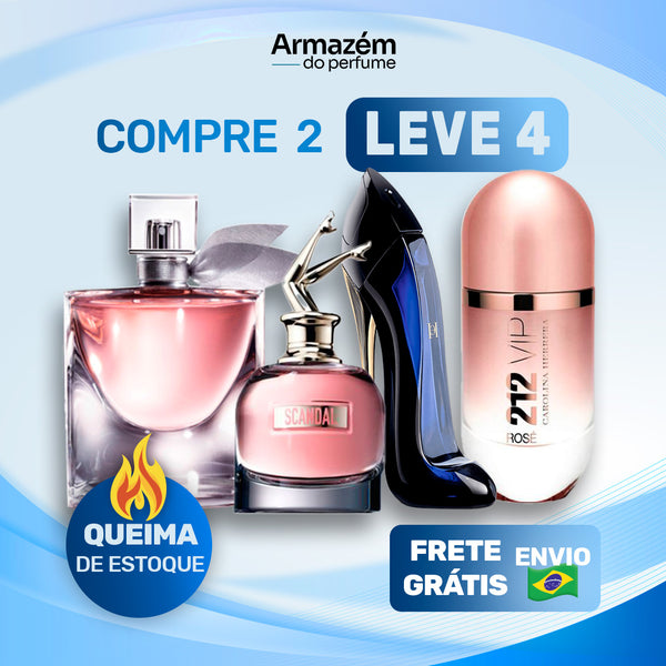 4 Perfumes Femininos (100ml) - Scandal | 212 VIP Rosé | La Vie est Belle | Good Girl (5 Anos Armazém do Perfume)