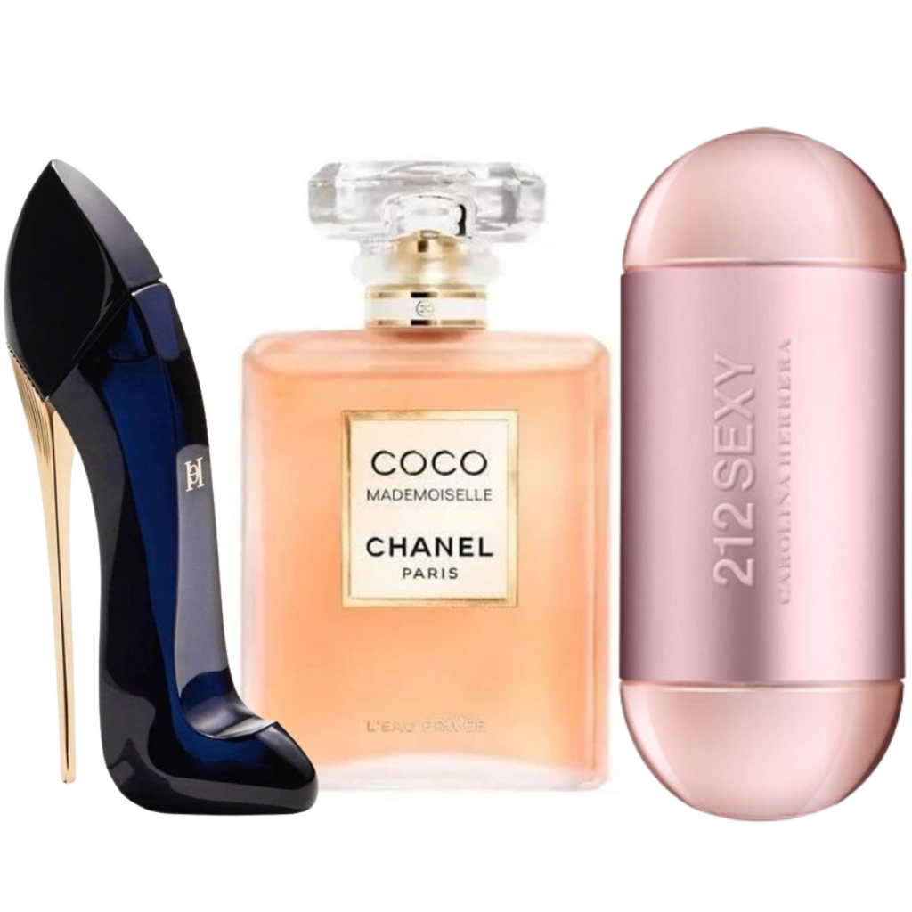 Combo de 3 Perfumes Femininos 212 VIP SEXY | Good Girl | COCO MADEMOISELLE [100ml]