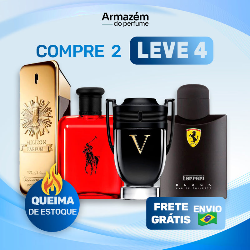 4 Perfumes Masculinos (100ml) - Invictus Victory | Polo RED | 1 Million | Ferrari Black (5 Anos Armazém do Perfume)