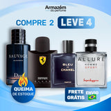 4 Perfumes Masculinos  (100ml) - Chanel Allure | Sauvage | Bleu de Chanel | Ferrari Black (5 Anos Armazém do Perfume)