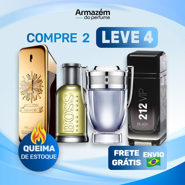 4 Perfumes Masculinos TESTER (100ml) - Invictus | 1 Million | Hugo Boss | 212 Vip Black (5 Anos Armazém do Perfume)