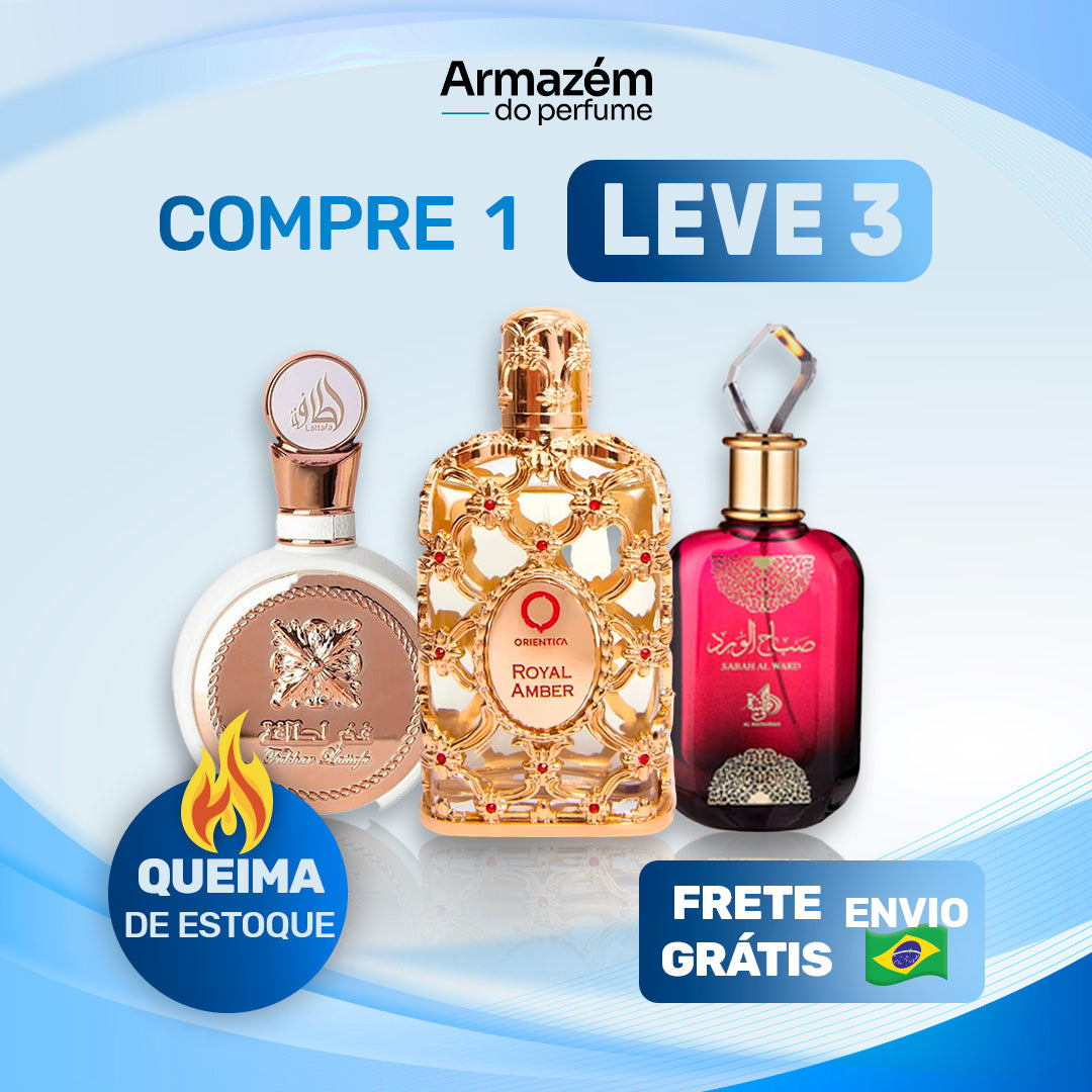 COMPRE 1 LEVE 3 - Sabah Al Ward, Fakhar e Royal Amber - Oferta De Dia das Mães  - 100ml Cada (5 Anos Armazém do Perfume)