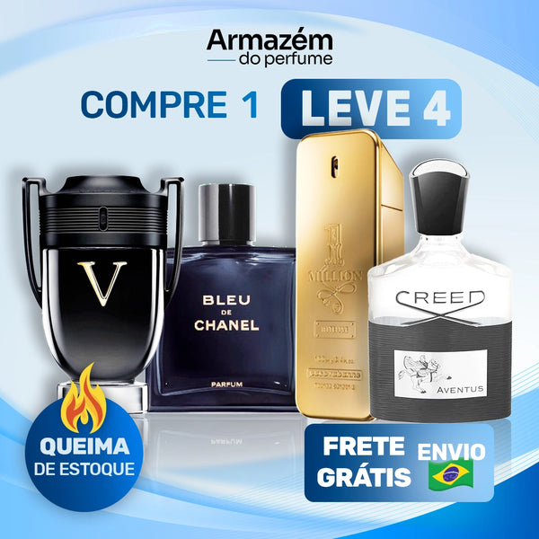 Compre 1 Leve 4 -  Perfumes Masculinos Importados (100ml) - 1 Million | Creed Aventus | Invictus | BLEU (5 Anos Armazém do Perfume)