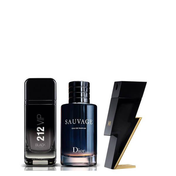 Combo 3 Perfumes - 212 Vip Black, Sauvage Dior e Bad Boy Carolina Herrera