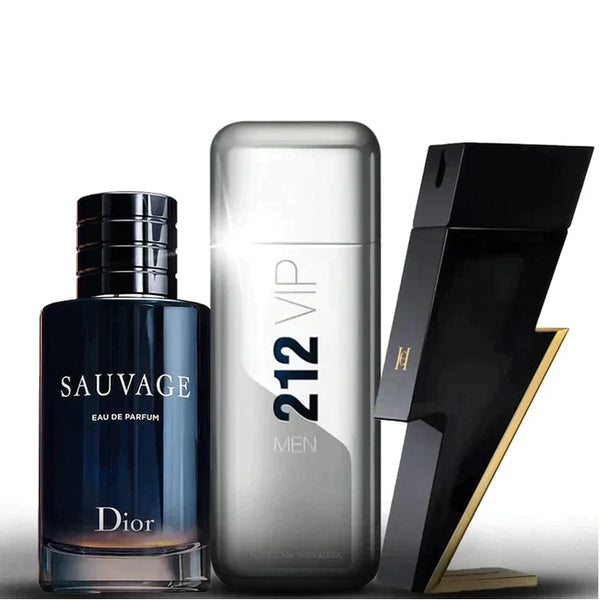 Combo 3 Perfume Masculino - Sauvage Dior + 212 Vip Men e Bad Boy Carolina Herrera 100ml
