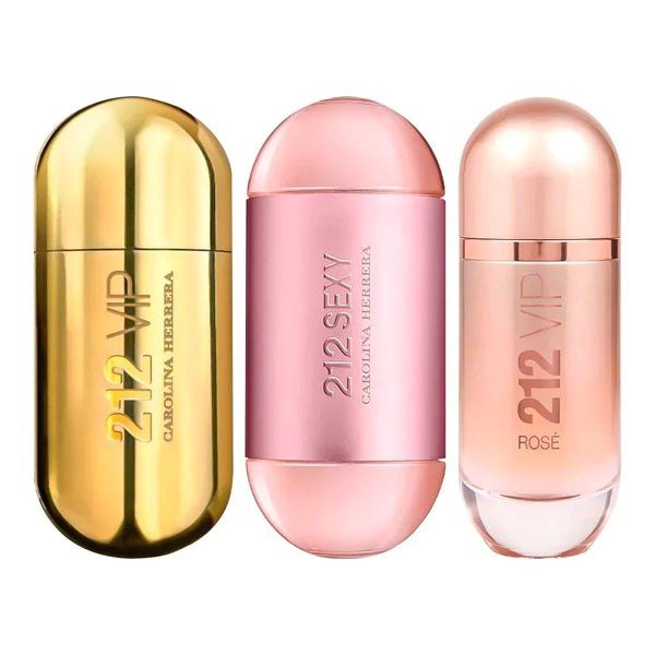 Combo de 3 Perfumes Femininos 212 VIP Rosé, 212 VIP e 212 Sexy 100ml