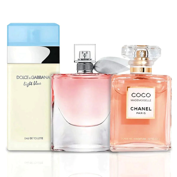 Combo de 3 Perfumes Femininos La Vie est Belle, Mademoiselle e Light Blue 100ml